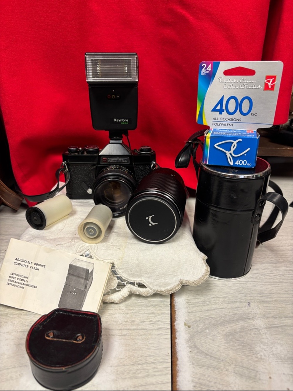 Vintage Black SLR CHINON Film Camera with 55mm Lens with bonus lens - Picture 9 of 12